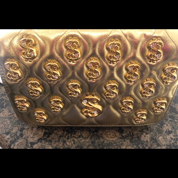 Moschino Dollar Studs Laminated Shoulder Bag - Picture 1 of 8